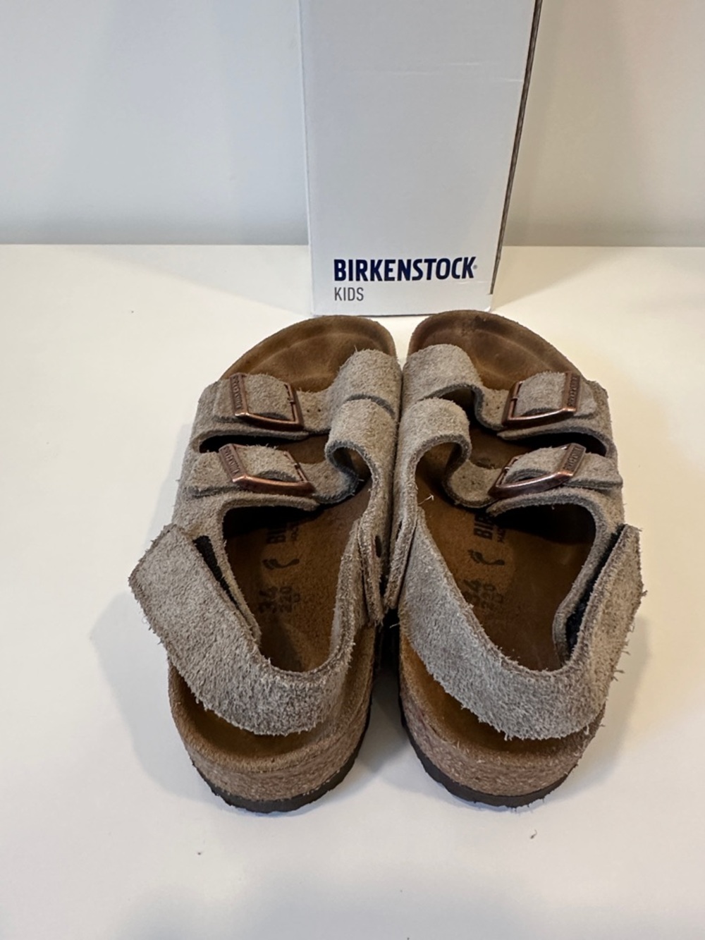Birkenstock Taupe Suede Two-Strap Kids Sandal - Picture 3 of 5